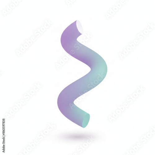 Abstract 3D pastel shape with smooth curves and soft gradient colors on a clean white background.