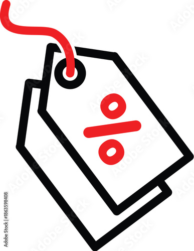 Discount percent tag icon.Shopping tag, discount coupon, label with percentage symbol, low price.Promotion price tag icon collection.