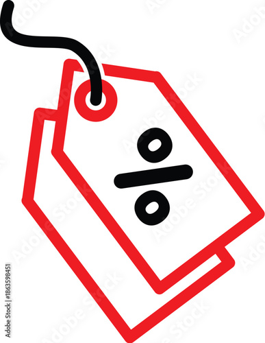 Discount percent tag icon.Shopping tag, discount coupon, label with percentage symbol, low price.Promotion price tag icon collection.