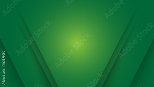 Abstract green gradient background with soft lighting focus and layered diagonal shapes, ideal for modern presentations, eco branding, and digital design projects.