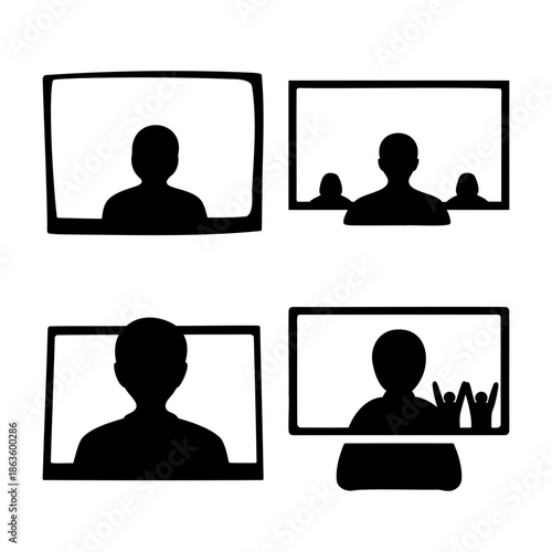 Virtual meeting screen icons for online conference participants Vector