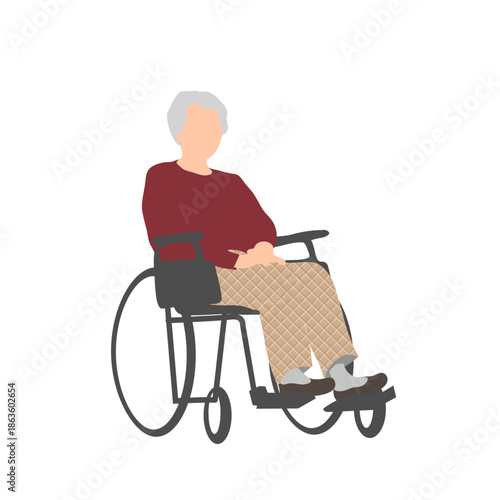 車椅子に乗る高齢女性のイラスト　介護・福祉・外出支援