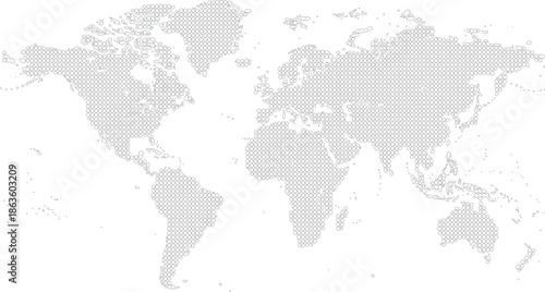 Modern gray dotted world map isolated on white background for global business communication international logistics and data visualization geographic technology concept vector.