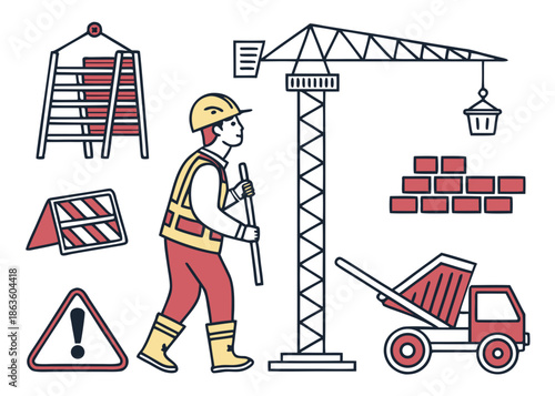 Vector illustration of a complete construction set 