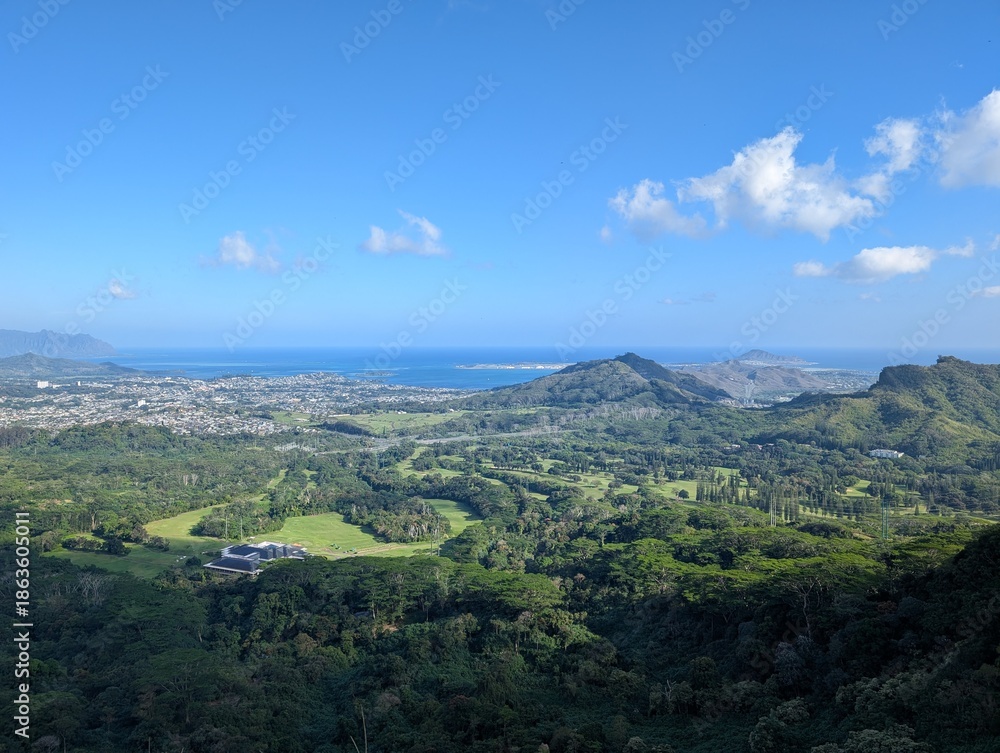 Obraz premium view from Nu'uani Pali Lookout, Oahu Hawaii