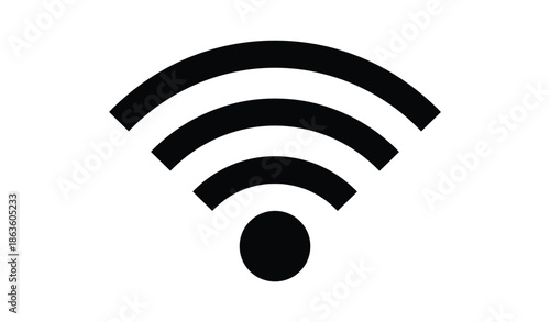 Black Wi-Fi symbol icon, wireless internet signal graphic, connectivity sign, network symbol, hotspot indicator, digital communication, online access