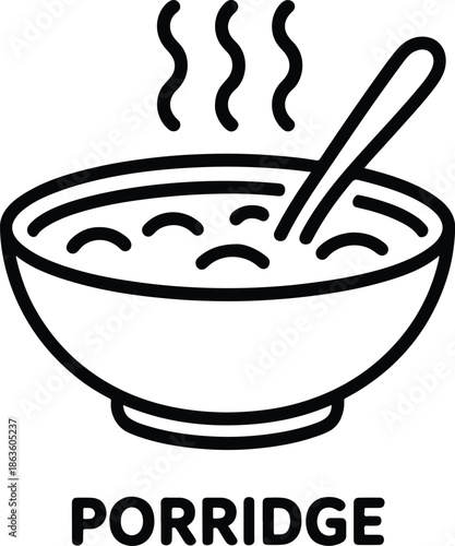 Hot porridge with spoon minimal illustration