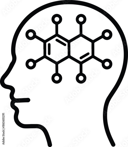Human head with molecule science and brain power