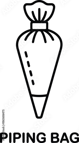 Piping bag outline vector illustration for baking