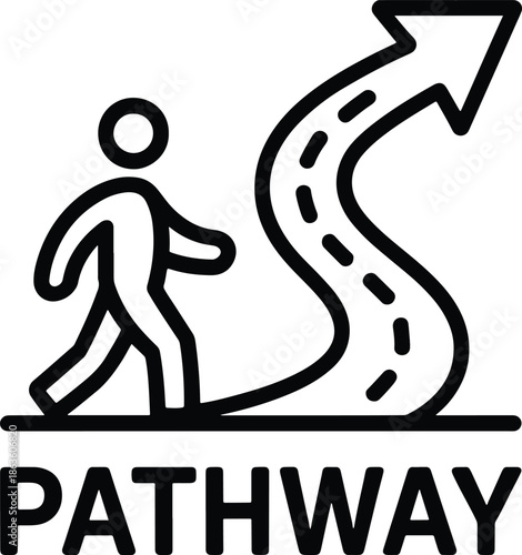 Pathway to success icon with man and arrow