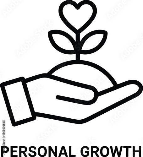 Personal Growth Concept with Heart Shaped Plant