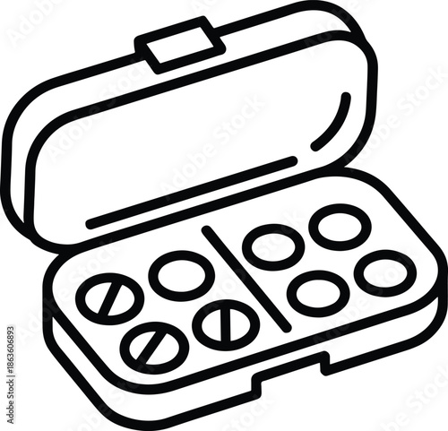 Pills and Capsules in Organizer Box Health