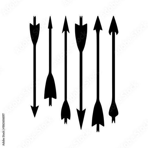 Arrow silhouette, various arrow clipart, archery arrow vector art, arrow vector, vector of archery arrow set isolated
