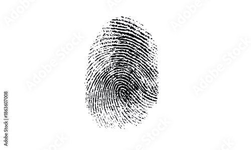 Realistic human fingerprint , Black fingerprint isolated on transparent background 