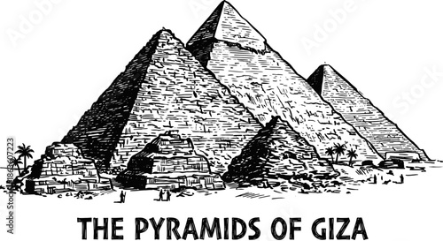 Great Pyramids of Giza landmark vector illustration
