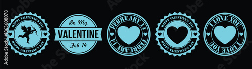 Valentine's Day stickers with hearts and love messages