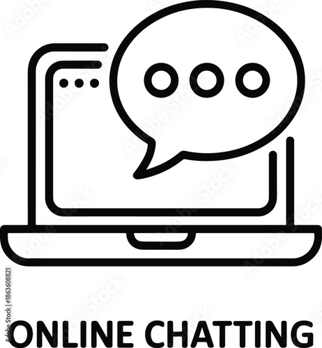 Online Chatting Communication on Laptop Computer Icon