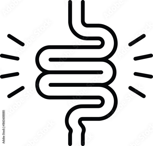 Painful Intestine Icon Gastroenterology Problem Illustration