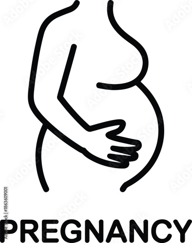 Pregnancy icon with pregnant woman outline