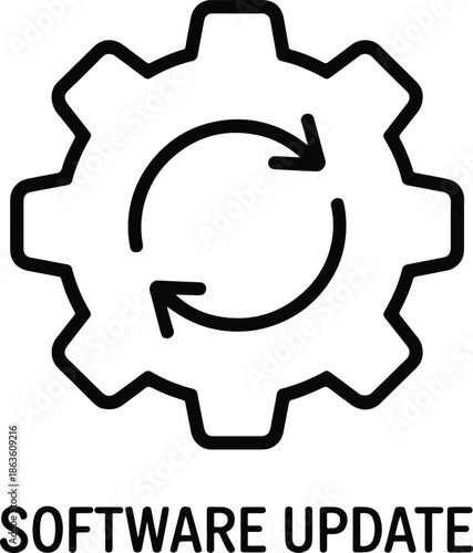 Software update icon with cogwheel and arrows