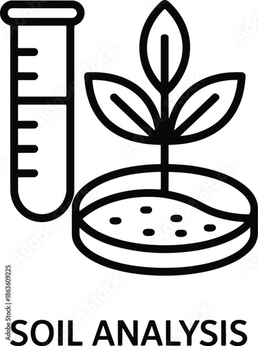 Soil Analysis with Test Tube and Plant