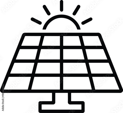 Solar Panel with Sun Icon Clean Energy Solution