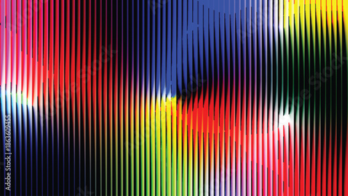 abstract vertical black lines over swirling multicolor gradient with dynamic depth and vibrant motion