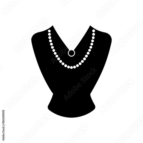 Necklace Stand Mannequin Silhouette Icons Jewelry Display Vector.