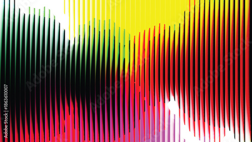 abstract black vertical lines over multicolored gradient background with wave-like distortions and vibrant transitions