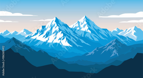 Majestic mountain range under clear sky