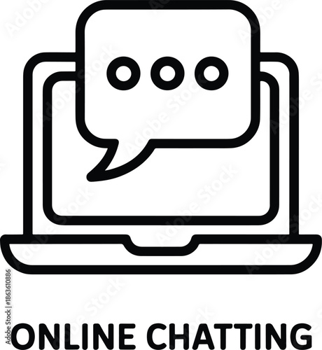 Online Chatting on Laptop Computer Icon