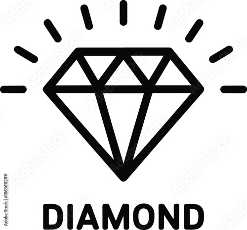 Simple Diamond Outline with Radiating Lines