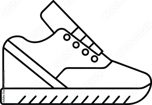 running-shoe---line-art-vector-illustration on transparent background