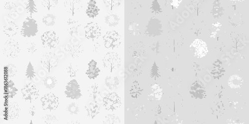 Subtle grayscale pattern of trees and foliage a minimalist woodland texture