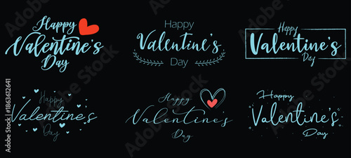 Happy Valentine's Day typography and heart designs for love
