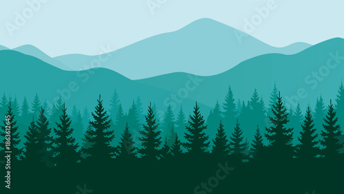 Serene mountain forest landscape