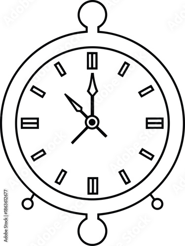 clock-striking-twelve---line-art-vector-illustration on transparent background