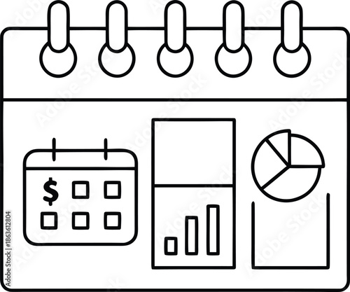 budget-tracker---line-art-vector-illustration on transparent background