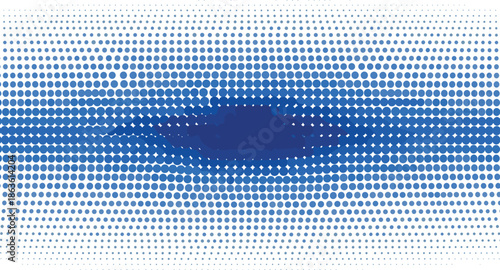 Blue dot pattern forming a butterfly shape with gradient intensity dots