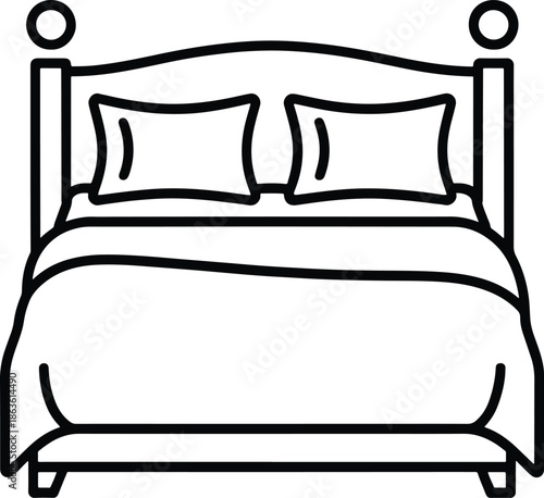 Minimalist double bed design outline drawing