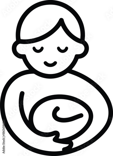 Mother holding baby in minimalist outline drawing