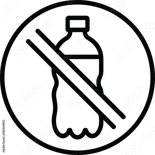 No plastic bottles symbol for environmental protection