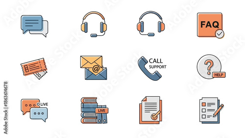Customer support icons and symbols.