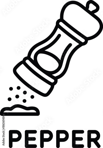 Pepper mill outline icon illustration design