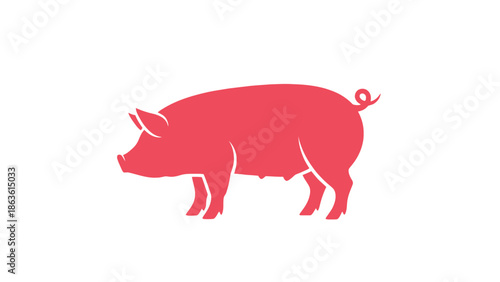 A stylized, minimalist illustration of a pink pig in profile against a white background.