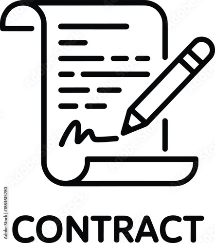 Signing Contract Agreement with Pencil Icon