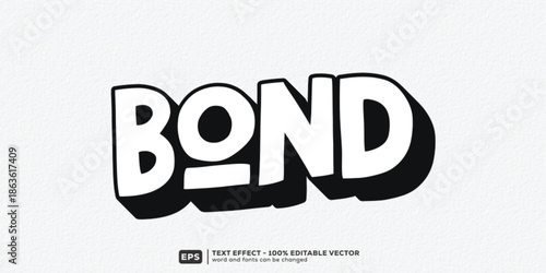 Editable Bond 3D Cartoon Text Effect for February Friendship | Premium Font Template