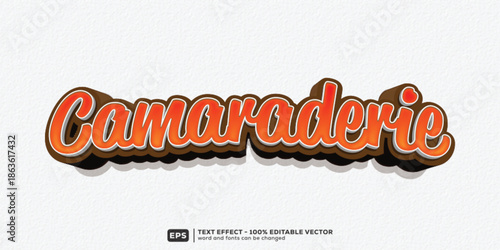 Editable Camaraderie 3D Cartoon Text Effect for February Friendship | Premium Font Template