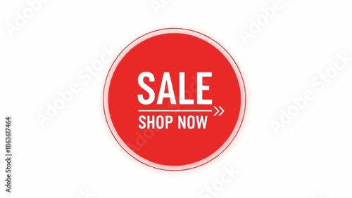 Red Sale Shop Now Circle Badge With Arrow.