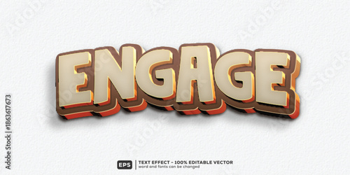 Editable Engage 3D Cartoon Text Effect for February Friendship | Premium Font Template